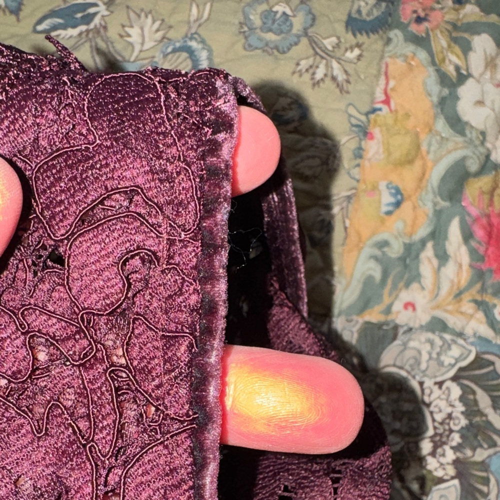 Chic Lace Mini Dress in Deep Burgundy - Picture 12 of 13